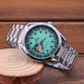 Omega Turquoise Open-Heart Watch with Silver-Tone Bracelet