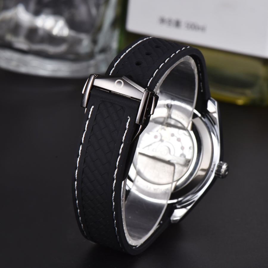 Omega Seamaster Black Dial Watch with Black Strap