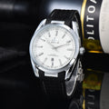 Omega Seamaster White Dial Watch with Black Rubber Strap
