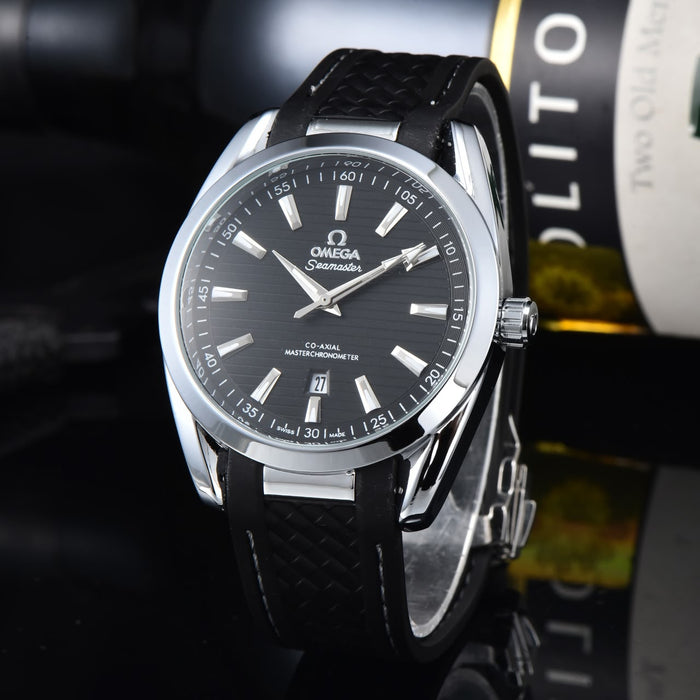 Omega Seamaster Black Dial Watch with Black Strap
