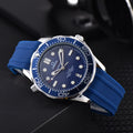 Omega Seamaster Blue Dial Watch with Blue Rubber Strap
